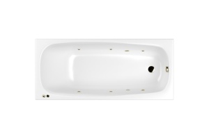 Ванна акриловая WHITECROSS Layla Slim Soft 180x80 с гидромассажем белый - бронза
