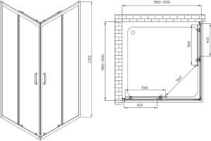 Душевой уголок Vincea Alpha 100х100 профиль брашированное золото стекло прозрачное - 3