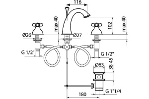 Смеситель Webert Ottocento OT750101065 бронза, для раковины - 3