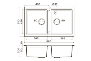Мойка кухонная Omoikiri Tedori Tetogranit/белый (4993927) - 2