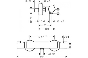Термостат для душа внешнего монтажа Hansgrohe Ecostat Comfort 13116140, шлифованная бронза - 2
