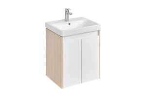 Тумба с раковиной Aquaton Сканди Doors 55 белый - светлое дерево