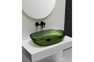 Раковина накладная прозрачная ABBER Kristall AT2805Emerald зеленая - 2