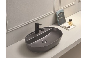 Раковина накладная CeramaLux NC 81.5 см серый матовый (78325MDH) - 2