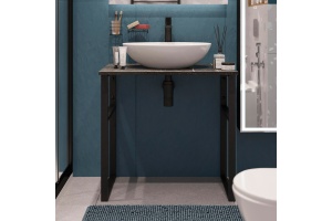 Консоль DIWO Элиста 80 чёрный мрамор, с раковиной Moduo 55 Leaf