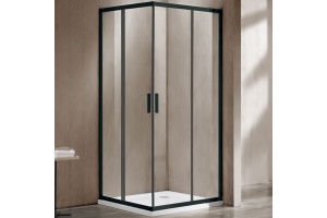 Душевой уголок Vincea Garda 90х80 черный стекло прозрачное
