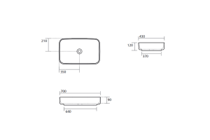 Kerasan Tribeca Раковина накладная 70х43см, без отв. под смеситель, цвет: черный матовый - 3