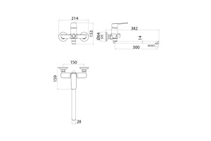 Смеситель для ванны с длинными изливом - 3