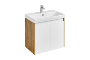 Тумба под раковину Aquaton Сканди Doors 70 белый - светлое дерево - 2