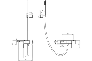Смеситель для ванны с душем Boheme Qubic золото - 2