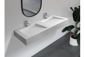 Раковина подвесная Abber Stein 121.9х45 двойная белый матовый - 2