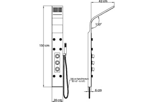 Душевая панель гидромассажная GPD с термостатом хром - 2