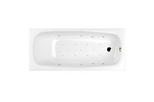 Ванна акриловая WHITECROSS Layla Slim Relax 180x80 с гидромассажем белый - золото