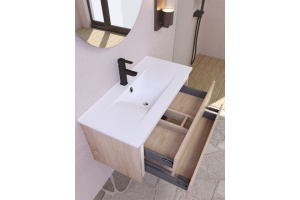 Тумба под раковину Sanvit Линк 90 светлое дерево - белый глянец - 3