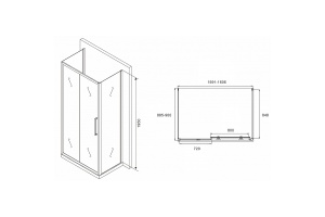 Душевой уголок Abber Schwarzer Diamant 160х90 хром стекло матовое - 2