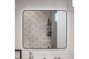 Зеркало DIWO Кострома 80 черное, с подсветкой, прямоугольное, инфракрасный выключатель