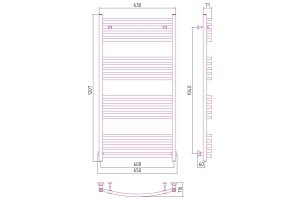 Полотенцесушитель водяной ДР АРКУС 1200х600 (Без покрытия) - 3