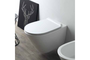 Simas Gambassi Унитаз подвесной безободковый 56.5х37,5 см, цвет белый (без креплений F85)