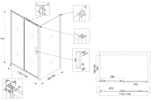 Душевой уголок Veconi Rovigo RV-072 120x80 профиль хром (RV072-12080-01-C4) - 3