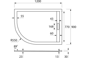 Поддон для душа Cezares Tray R550 120х90 см искусственный мрамор, R - 3