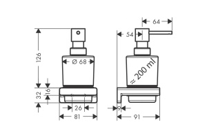 Дозатор для жидкого мыла, Hansgrohe, AddStoris, механический (нажимной), ширина, мм-81, глубина, мм-91, высота, мм-158, ёмкость(мл)-200, тип установки-настенны? - 2