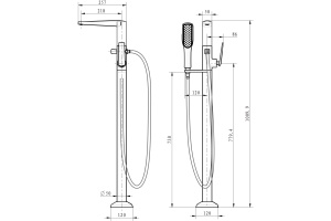 Смеситель Boheme Venturo 379-B напольный, для ванны с душем - 2