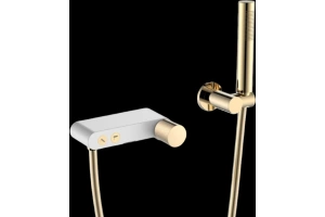 Смеситель для ванны с душем Boheme Stick белый - золото