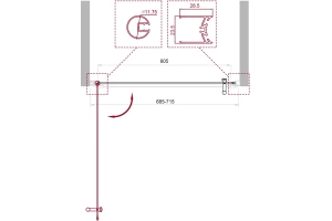 Душевая дверь BelBagno Uno 70 стекло текстурное (UNO-B-1-70-P-Cr) - 2