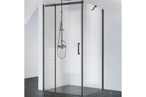 Душевой уголок BelBagno Acqua 120х90 профиль черный стекло прозрачное