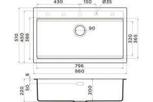 Мойка кухонная Omoikiri Kitagawa 86-LB графит - 3