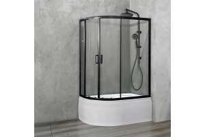 Душевой уголок Royal Bath ВК 120х80 R с поддоном профиль черный стекло прозрачное - 2