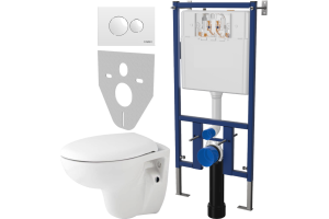 Комплект Унитаз подвесной Seramiksan Natura A051041H + Система инсталляции для унитазов DIWO 4501 + Кнопка смыва DIWO 7310 белая