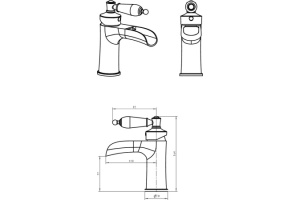 Смеситель для раковины Boheme Vogue бронза с белым - 2