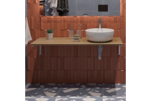 Столешница с раковиной DIWO Элиста 120 светлое дерево, с раковиной Moduo 40 RING