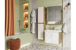 Комплект мебели Aquaton Сканди Doors 70 белый - светлое дерево