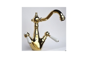 Смеситель для раковины Magliezza Bianco золото (50117-do)