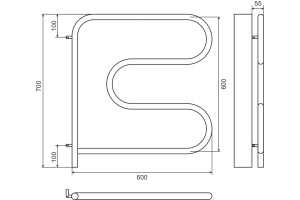 Электрический полотенцесушитель Terminus F-образный 600x600 Хром - 3