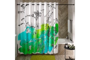 Штора для ванной Wasserkraft Ammer 200х200 рисунок белый - зеленый - 2