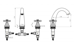 Смеситель для раковины Boheme Medici бронза с керамическими ручками - 2