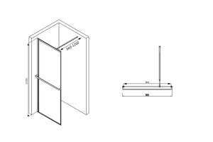 Душевая перегородка Abber Immer Offen (AG60090B) - 2