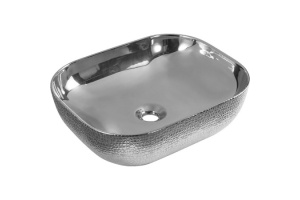 Раковина накладная CeramaLux NC 46 см серебро (D1333H009)