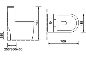 Унитаз-моноблок SantiLine SL-5019 безободковый, с микролифтом - 3