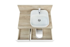 Тумба с раковиной Одри 42 и столешницей Aquaton Мишель 80 белый-светлое дерево - 3