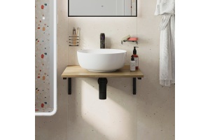 Столешница с раковиной DIWO Элиста 60 светлое дерево, с раковиной Moduo 40 RING