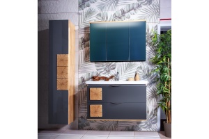 Шкаф-пенал Бриклаер Форест 35 R, дуб золотой, антрацит - 2