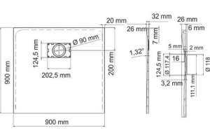 Поддон для душа Wasserkraft Elbe 74T03 90x90 - 2