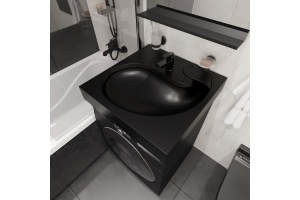 Раковина STWORKI Дублин 60 см черная матовая, на стиральную машину - 3