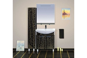 Тумба для комплекта Misty Джулия 85 прямая, черная краколет, с сифоном - 3