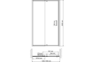 Душевая дверь в нишу Wasserkraft Berkel 130х200 профиль хром стекло прозрачное - 3