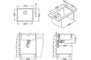 Мойка кухонная Alveus Kombino Monarch 50 медь, встраиваемая снизу - 3